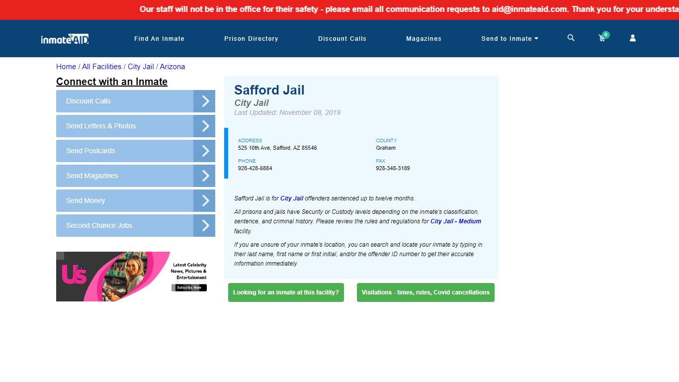 Safford Jail | Inmate Locator